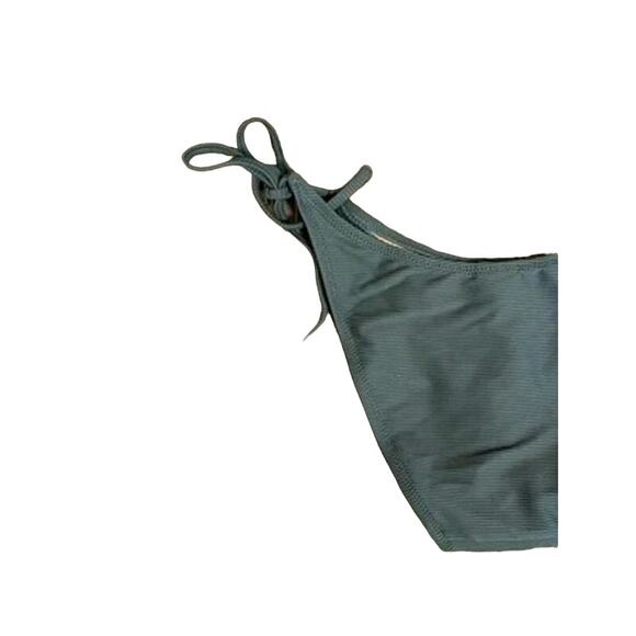NWT J.Crew Ribbed Curved Waist High Leg Cut Cheeky String Bikini Bottom S Green - Picture 5 of 12